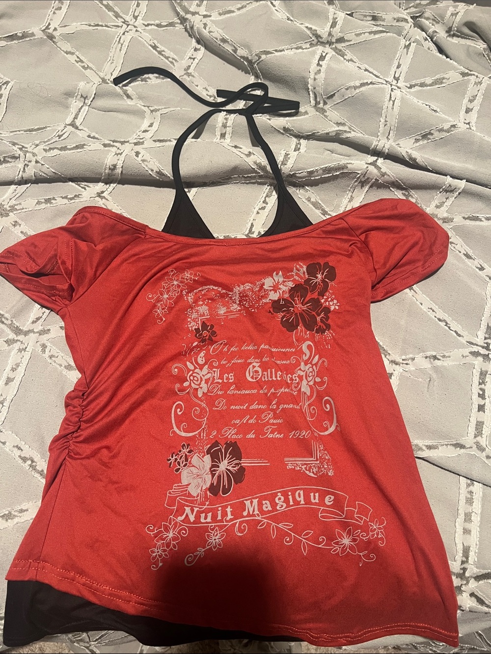 Red Floral Graphic Swim Cover-Up